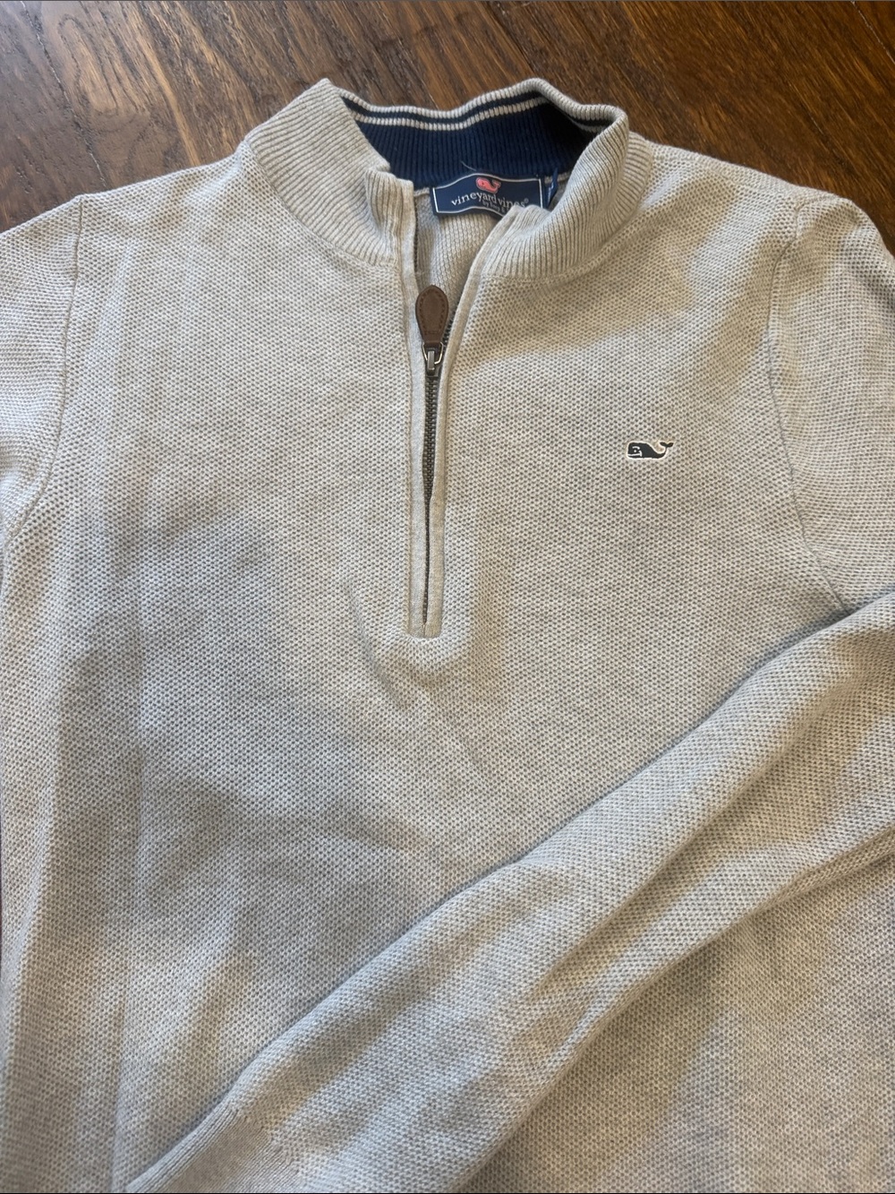 Vineyard Vines Boy’s Half-Zip Sweater - Light grey